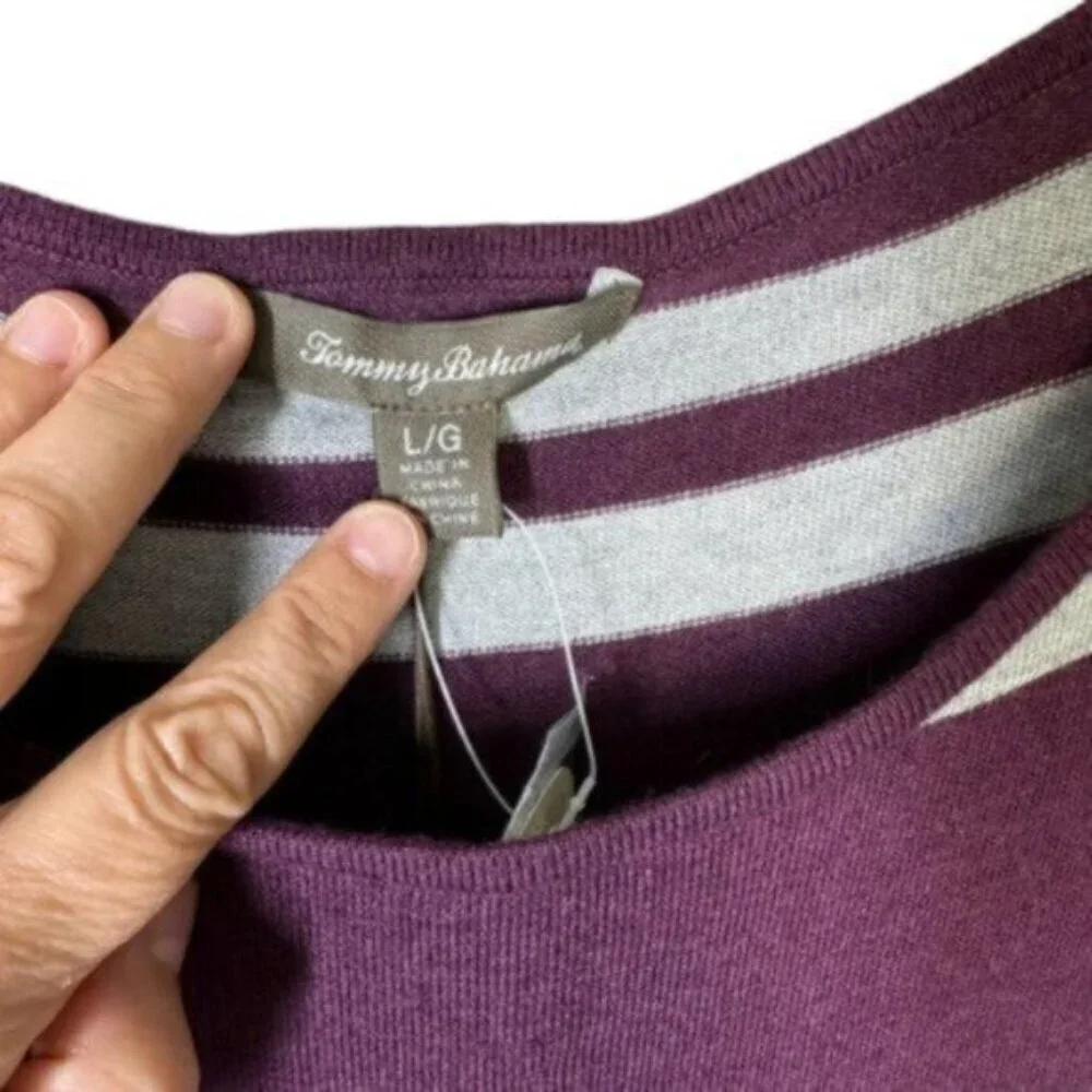 NWT Tommy Bahama | Plum Purple & Gray Stripe Sweater Dress Size Large